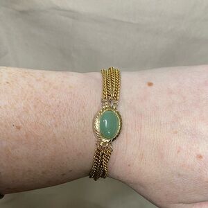 RSVD Vintage Gold Tone & Jade Bracelet
